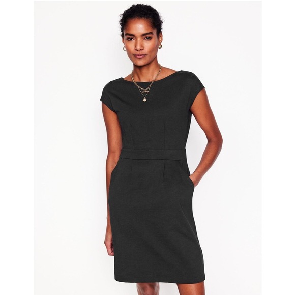 Boden Dresses & Skirts - Boden Black Florrie Jersey Cap Sleeve Sheath Dress with pockets 6P Career Casual